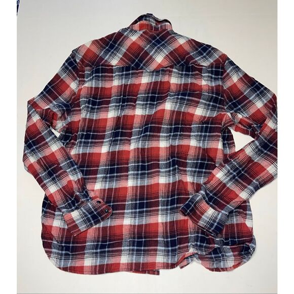 Lucky Brand XL Red Plaid Long Sleeve Casual Button Dress Shirt Saturday Stretch - Picture 7 of 7